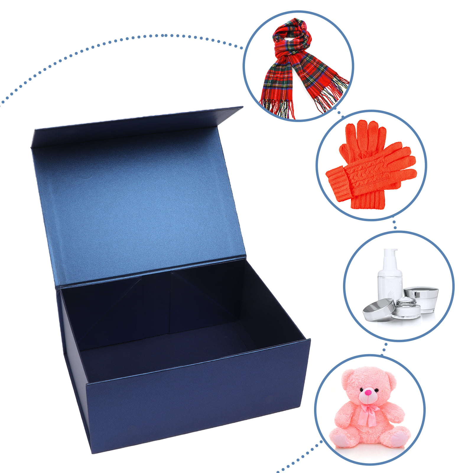 4 Pack Magnetic Closure Boxes, 9.5x7x4 Blue Gift Box with Lid for Party  Festival Birthday 