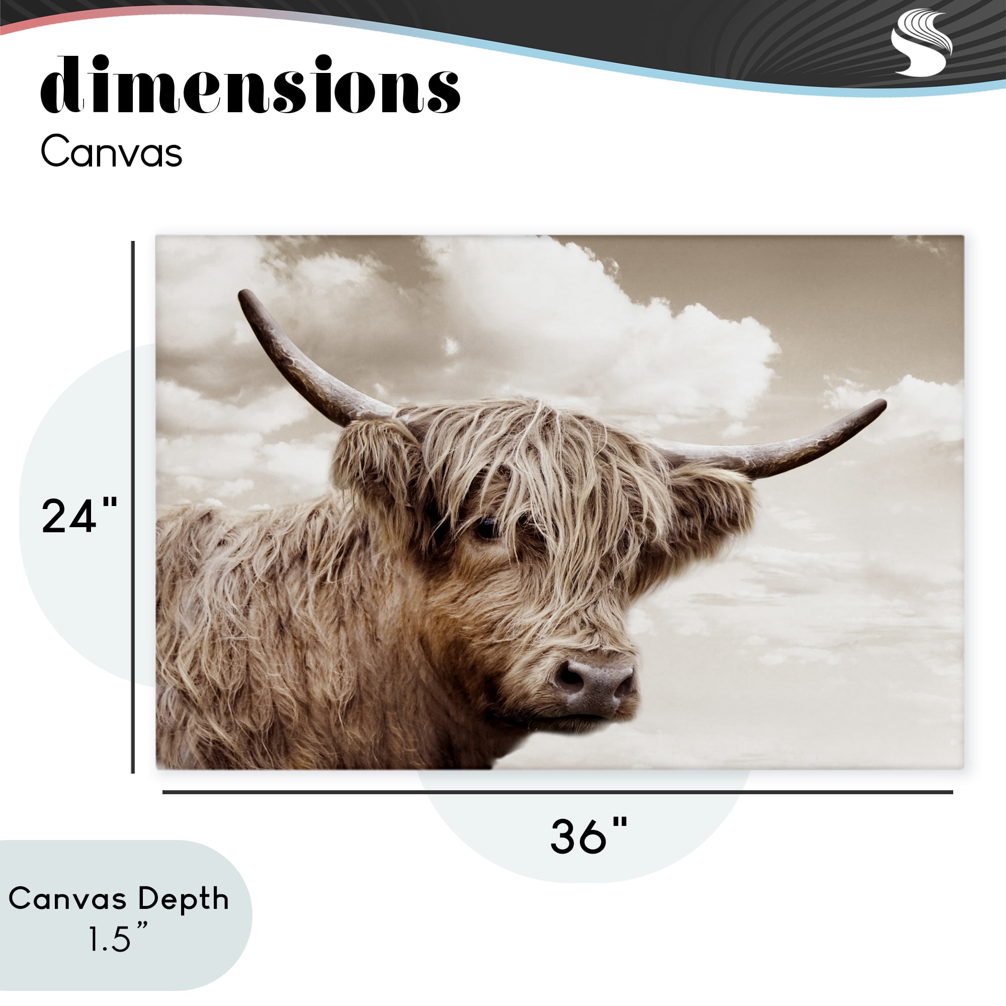 Stupell Industries Shaggy Highland Cow & Clouds Canvas Wall Art, design by CAD Designs