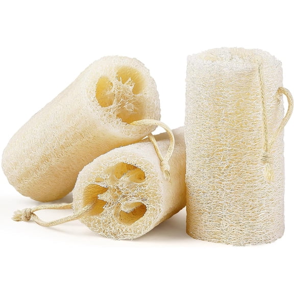 7 Pack Natural Sponge, 100% Plant-Based Biodegradable Bath Exfoliator,  Body Scrubber for Glowing Skin, Dye-Free Eco-Friendly for Spa & Shower Use, 5 Inches