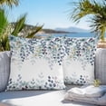 thumbnail image 3 of Green Blue Eucalyptus Leaves Outdoor Pillow Covers 16x16 Inch Throw Pillow Covers Set of 2 Waterproof Decorative Pillow Cases Summer Botanical Weeping Cushion Covers for Patio Furniture Garden Couch, 3 of 8