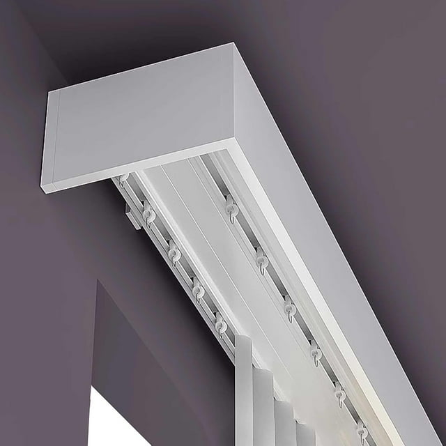 Curtain Pelmet Box Double Curtain Track Ceiling/wall Mount Curtain Track Double Track Rod Three-in-One Curtain Track Room Divider Curtain Track for Living Room Bedroom Hotel Villa(Top-loading,4m(13.1f