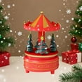 thumbnail image 5 of Carousel Music Box Rotating Holiday Centerpiece Wood Material Festive Christmas Decor for Tabletop Display, 5 of 7