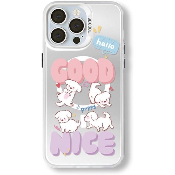 Designed for iPhone Case,Cute Puppy Dog Colorful Pattern Silicone Shockproof Protective Cover Phone Case (iPhone 14,Pink)