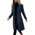 thumbnail image 4 of LEBONYARD Woman's Trendy Lapel Collar Solid Colored Long Sleeve Chic Double Breasted Slim Warm Fitting Pocket Fall Winter Outerwear Jacket Coats, 4 of 8