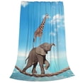 thumbnail image 2 of Balery Elephant Giraffe Overcomes Fear By Walking On High Rope Manta de Felpa Suave y Acogedora – Cobija de Franela Aterciopelada para Cama, Lavable y Cálida para Sofá, Mascotas, Transpirable-60"x50", 2 of 7