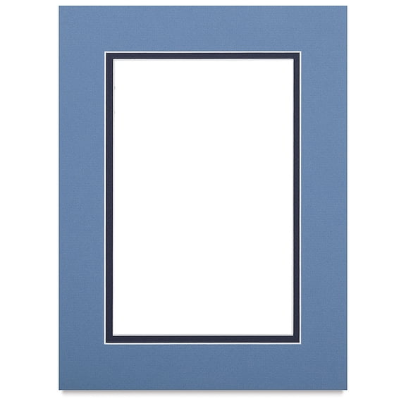 Blick Double Mat - Biscay Blue / Newport Blue, 9" x 12" (5-1/2" x 8-1/2" Opening)
