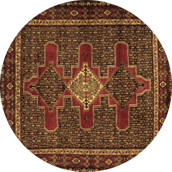 Ahgly Company Indoor Round Persian Brown Traditional Area Rugs, 4' Round