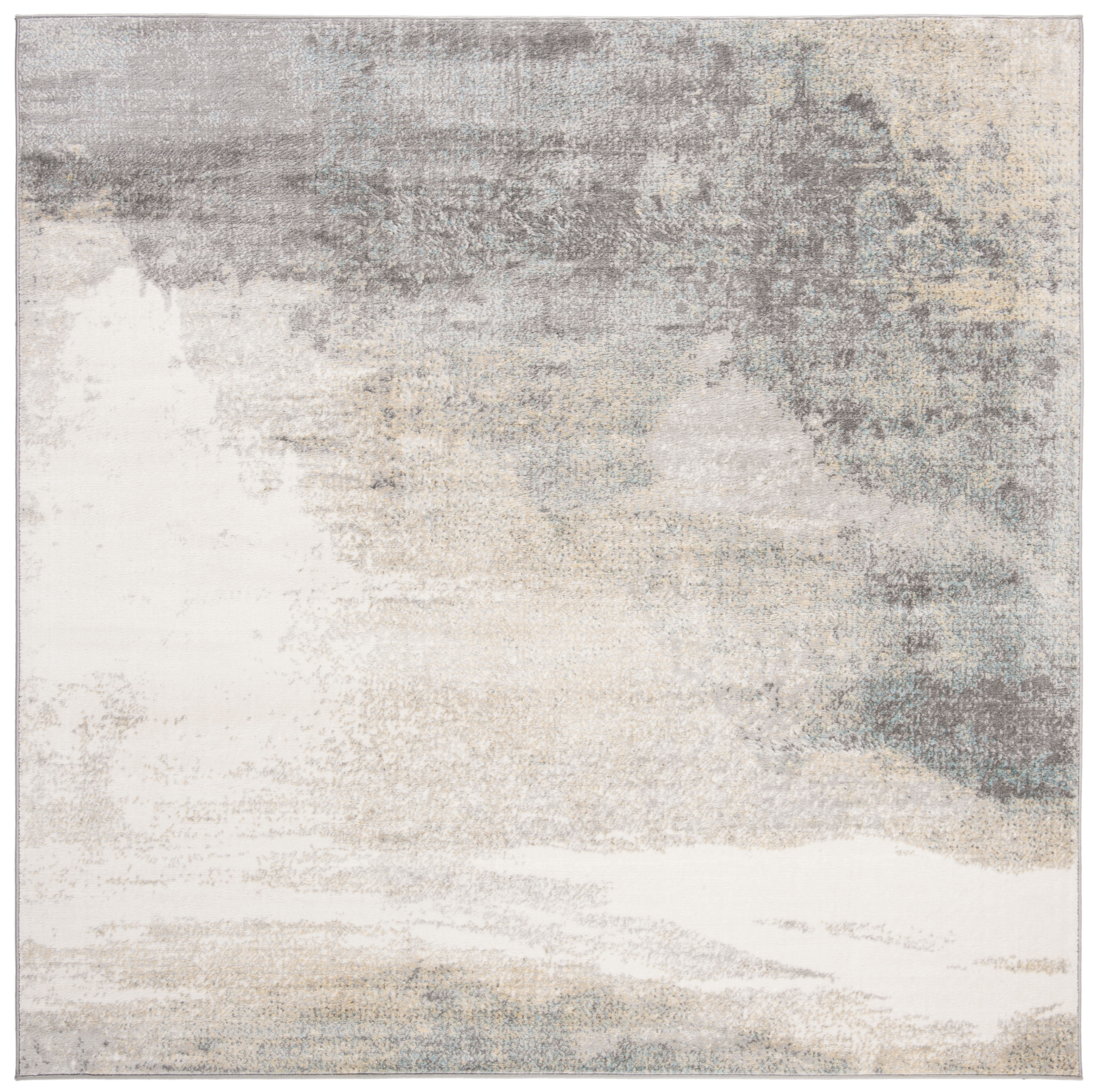 SAFAVIEH Jasper Tracery Abstract Overdyed Area Rug, Grey/Gold, 6'7" x 6'7" Square