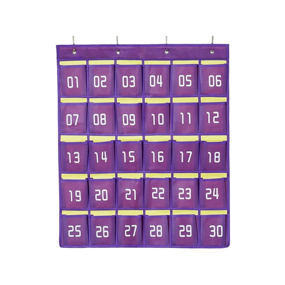 hirigin Non-woven Storage Bag Multi-grid Number Pattern Classroom Sundries Closet Pocket Hanging Phone Bracket with Hooks