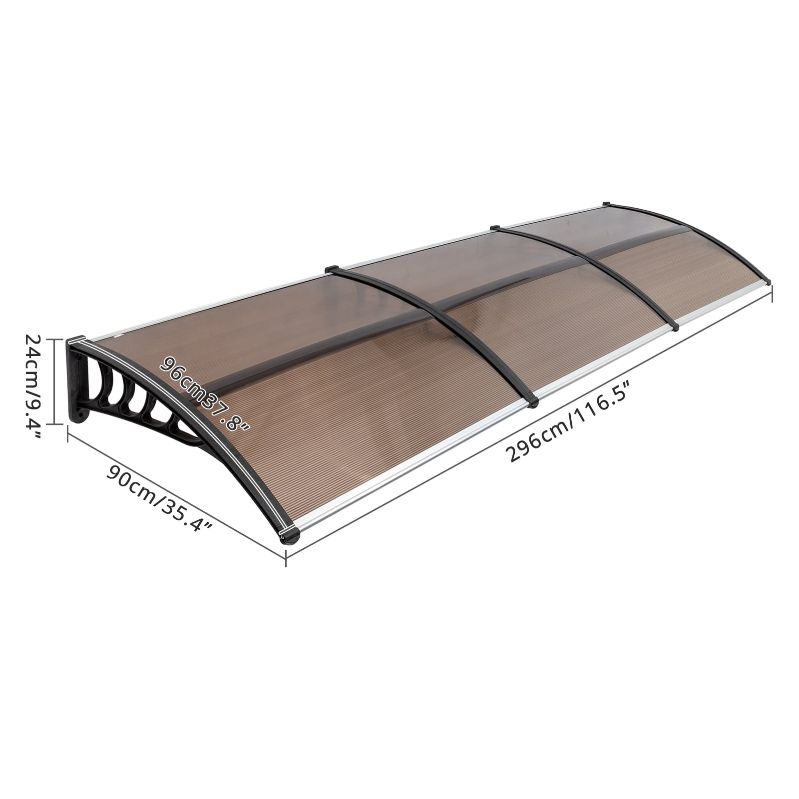 Lowestbest 116.5"x 35.4" Window Awning Door Canopy, Outdoor Front Door Patio Canopy Protection, Brown Lowestbest 116.5"x 35.4" Window Awning Door Canopy, Outdoor Front Door Patio Canopy Protection, Brown