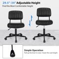 thumbnail image 2 of Patiojoy Leisure Office Chair Mid-back Swivel Task Chair PU Leather Adjustable Armless Chair Retro Design Black, 2 of 9