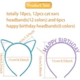 thumbnail image 3 of 18 Pieces Colorful Plastic Cat Ear Headbands Happy Birthday Skinny Hair Band Clasps Hair Hoops Headpieces Accessories for Christmas Birthday Party Decoration Gifts, 3 of 8