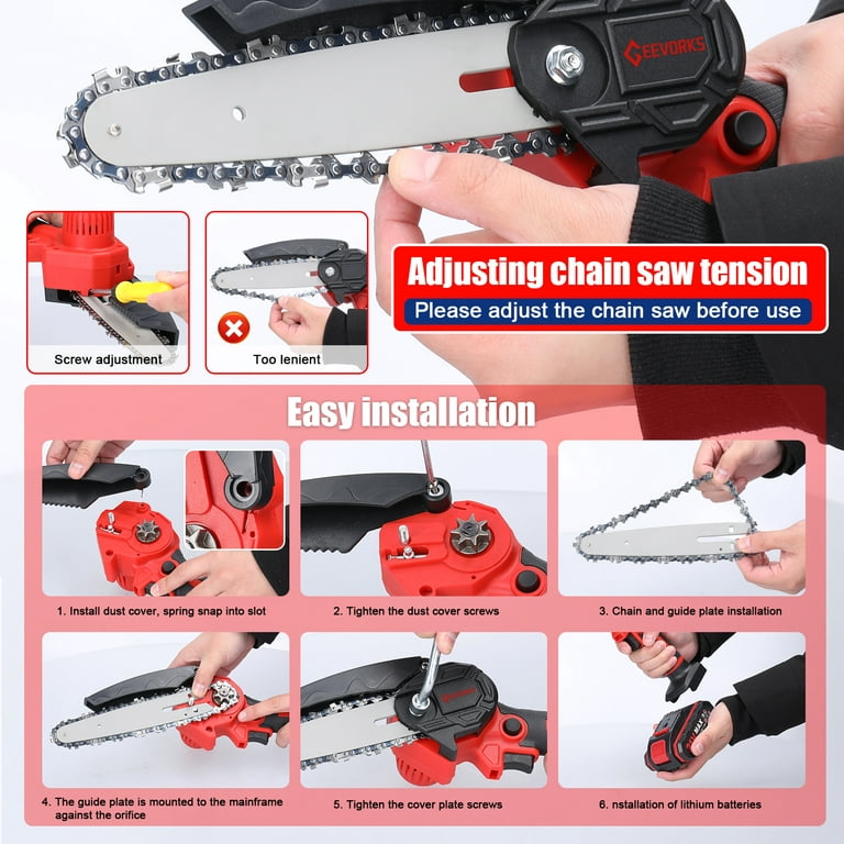 Mini Chainsaw Cordless 6 inch with 2 Battery, Mini Power Chain Saw with  Security Lock, Electric Chainsaw, Handheld Small Chainsaw for Tree Trimming  Wood Cutting (2 Mini Chainsaw + 2 Guide Plate) 