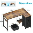 thumbnail image 6 of 40 inch Computer Desk with 4 Fabric Drawers — Home Office Desks with Storage, Writing Desk with Side Hook, Desk Study/Work Table for Bedroom and Small Space, Vintage, 6 of 9