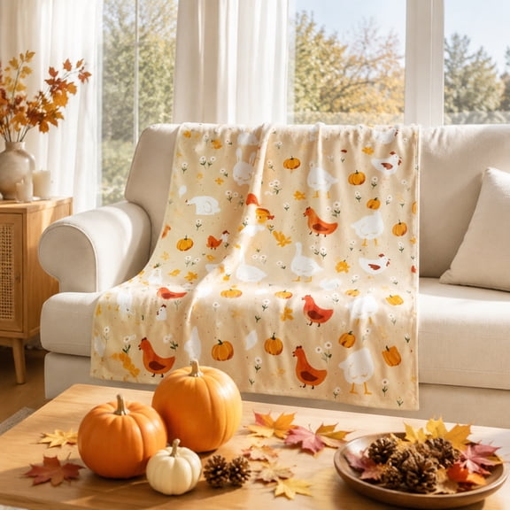LEFXSMR Fall Blanket Flannel Soft Holiday Printed Throw Blanket for Couch Fall Decorations for Home Thanksgiving Sofa Bed, 39.37*27.56"