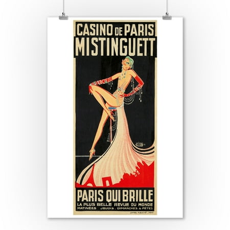 - Casino de Paris - Mistinguett - Paris Qui Brille Vintage Poster (artist: Zig) France c. 1931 (9x12 Art Print, Wall Decor Travel Poster)