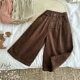 thumbnail image 2 of CPNG Girls Casual Sweatpants Spring Autumn Corduroy Straight Wide Leg Loose Pants Solid Color Elastic High Waist Trousers(Coffee,18-24 Months), 2 of 4