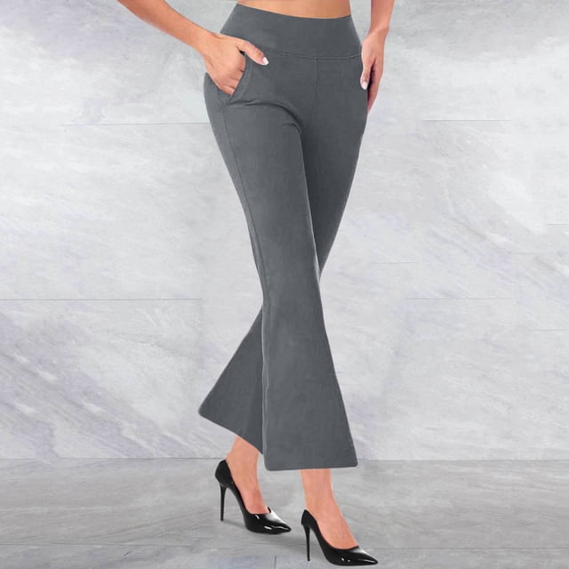 Pantalones KIHOUT para mujer, tallas grandes, pantalones de vestir, pantalones de trabajo de cintura alta, pantalones casuales de oficina elásticos.