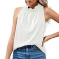 thumbnail image 2 of Women's Summer Sleeveless Tank Tops Ruffle Neck Solid Casual Vest Blouses Loose Comfy Cami Shirts Tunic, 2 of 5