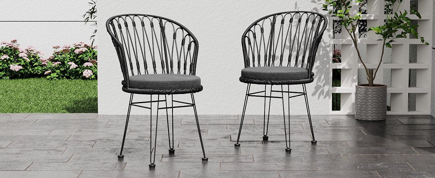 Euroco TAVON CHAIR,2PCS with 2 Cushions,Gray