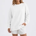 thumbnail image 6 of Horkkom Womens Crewneck Sweatshirt Solid Color Long Sleeve Casual Tops Pleated Soft Pullover Sweatshirts with Pockets, S-2XL, 6 of 8