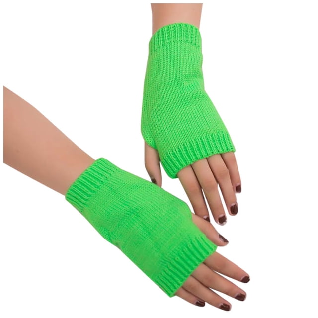 AWZXDE Womens Gloves Winter Solid Color Knitted Keep Warm Soft Arm Fingerless Mitten