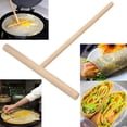 thumbnail image 2 of pitrice 2 Pieces Wood Chinese Crepe Scraper Portable T Shape Handheld Reusable Washable House Kitchen Pastry Pancake Maker Wood Color 1Set, 2 of 6