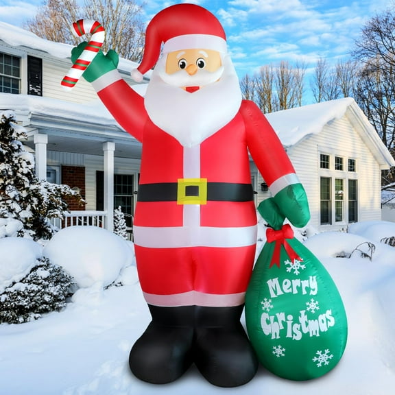 Papá Noel inflable navideño de 8 pies con caramelos y bolsa de regalo
