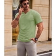 thumbnail image 4 of Ambiloof Men's slim fit muscle skinny V-neck casual t-shirt short sleeve muscle henley t-shirt fashionable business topsGreen/2XL, 4 of 6