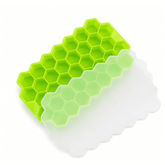 Honeycomb Ice Cube Trays with Lid, 37-Cube Silicone Ice Maker Tray for Freezer