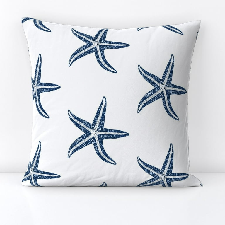 Nautical Throw Pillow Set of 4, Coral Starfish Anchor Stripes Pillows,  Coastal Decor in Blue and White, Pillow Cover Bundle Sale 