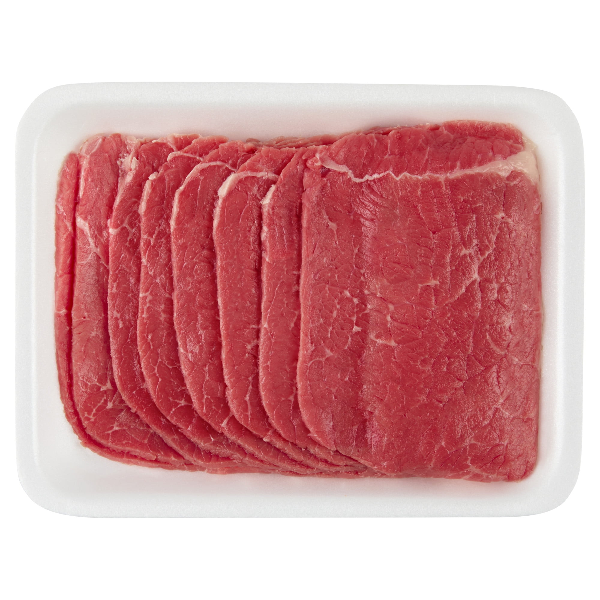 Thin Sliced Bottom Round Beef Steak, 8 per Tray, Fresh, 0.34 - 2.1 lb