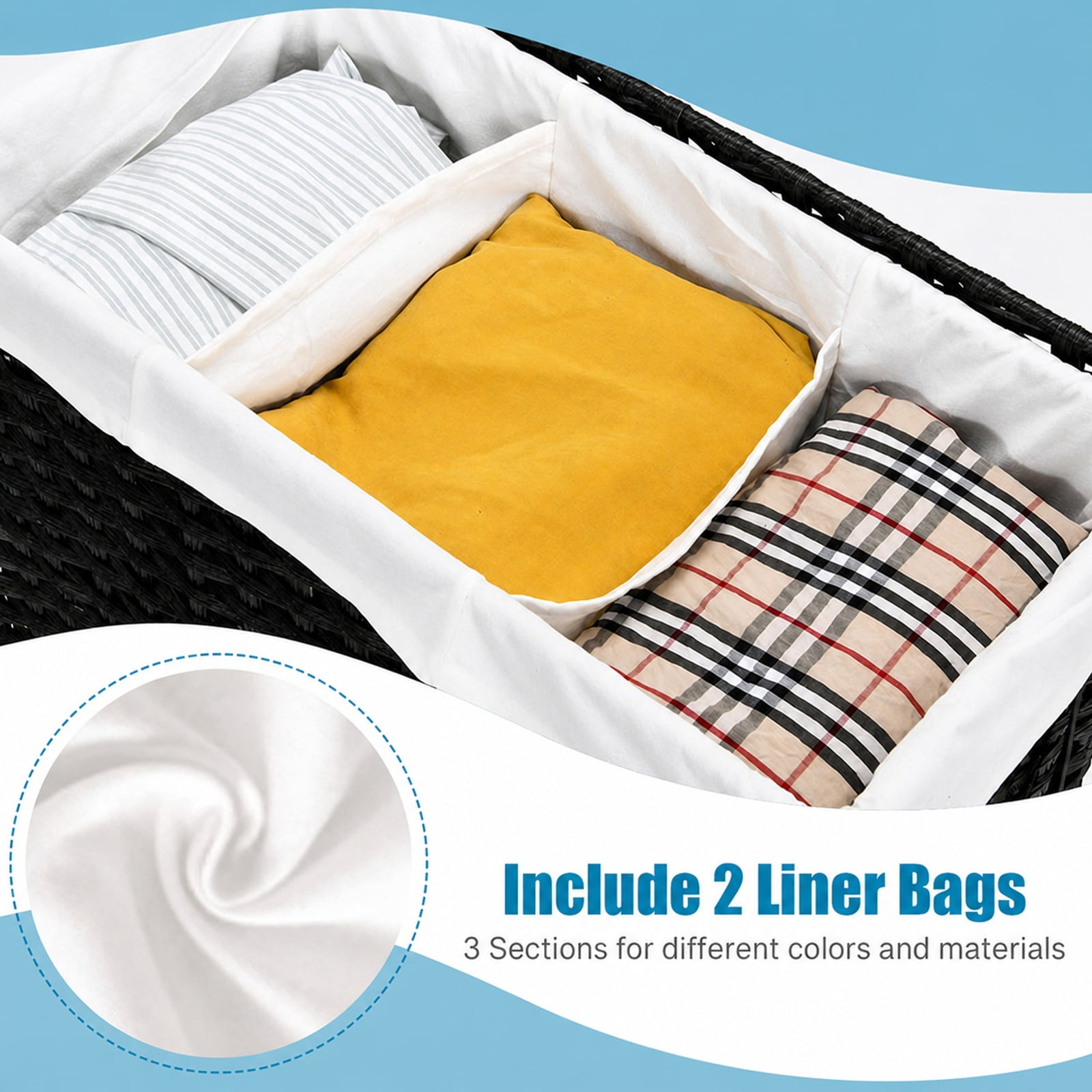 Vebreda Laundry Hamper with Wheels and Lid, Multifunctional Laundry Solution, Sturdy Structure and Durable Materials, Humanized Details