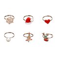thumbnail image 1 of 6 Pcs Christmas Rings Jewelry Creative Christmas Tree Snowflake Rings Elk Rings, 1 of 9