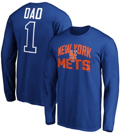 Men s Royal New York Mets Father s Day #1 Dad Long Sleeve T-Shirt