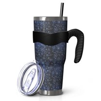 40oz Tumbler,Dark Blue Christmas Snowflake Pattern Insulated Tumblers with Removable Handle,Stainless Steel Double Vacuum Coffee Tumbler Cup with Straw for Home,Office,Travel,Party