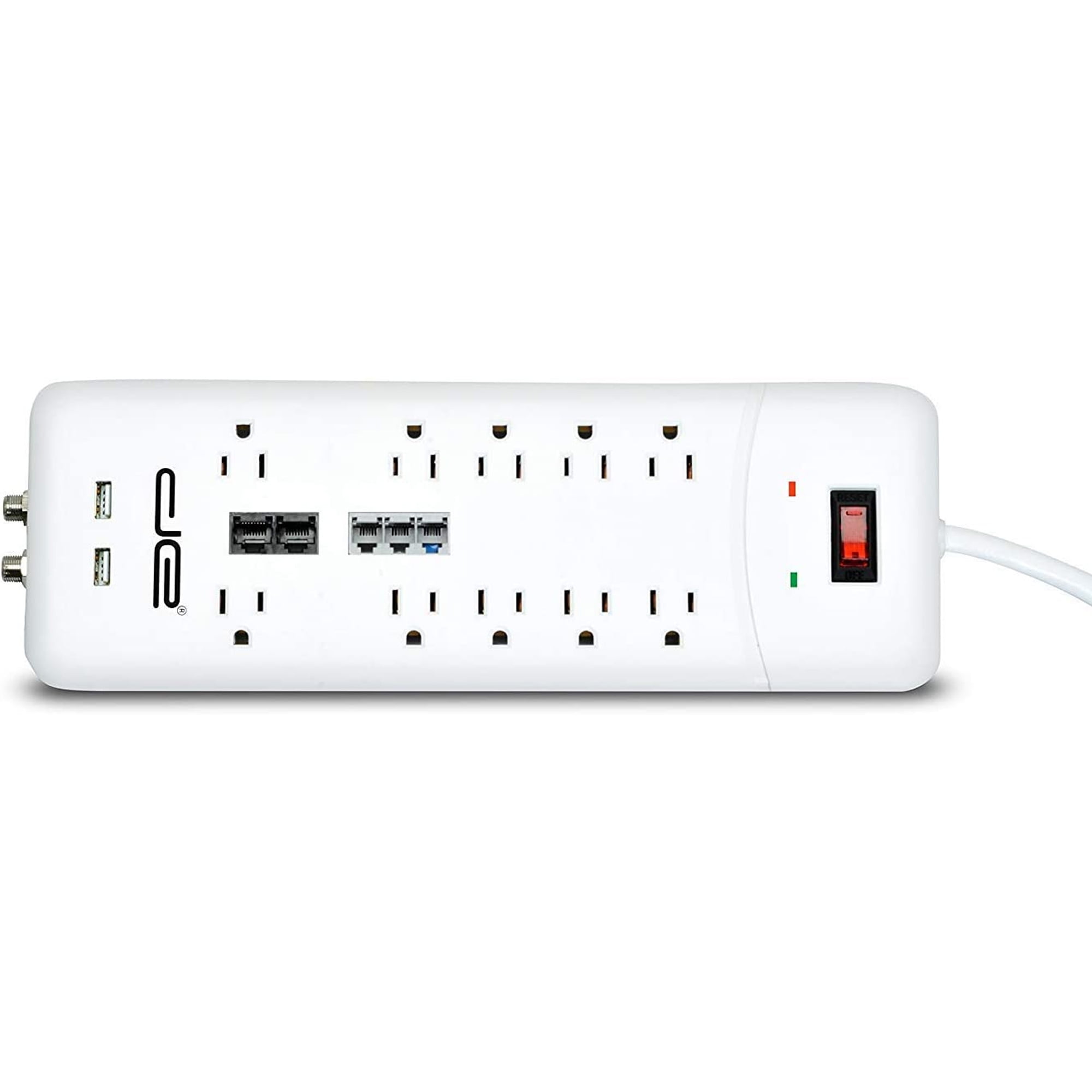 Digital Energy 10-Outlet Surge Protector Power Strip, 25-ft Heavy-Duty Extension Cord, 3500 Joules, USB Charging Ports
