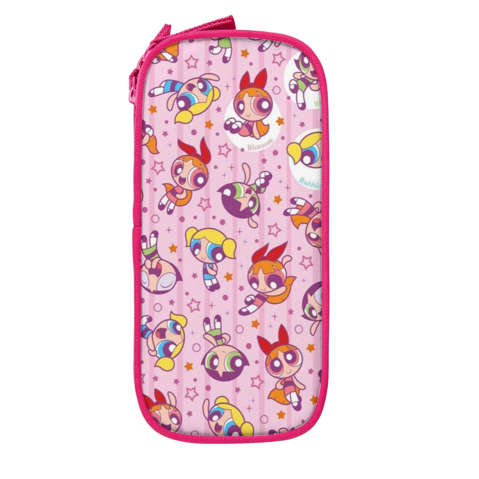 The Powerpuff Gi-rls Pencil Case Large Capacity Pencil Pouch Penbag Office Stationery Organizer Travel Makeup Bag Pink