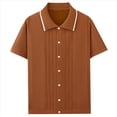 thumbnail image 2 of Suéter Informal de Verano para Hombre, con Botones Finos, Estilo Ejecutivo, Estilo Retro, de Corta, para Playa Marrón XL, 2 of 8