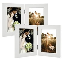 Golden State Art 2-Opening 4x6 Vertical Hinged Folding Family Picture Frames, White, 2-Pack
