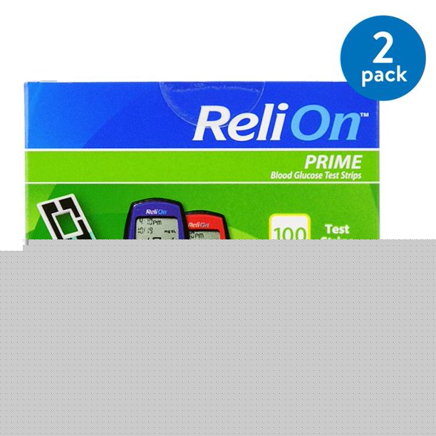 (2 pack) (2 Pack) ReliOn Prime Blood Glucose Test Strips, 100 Ct