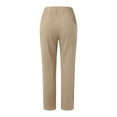 thumbnail image 6 of WTXUE Women's Pants, Womens Trousers Women Waisteded Wide Leg Pants Drawstring Elastic Trousers Comfy Straight Leg Long Pants Pockets, Slacks Linen Pants Women Pantalones De Mujer, 1-Khaki, 6 of 8