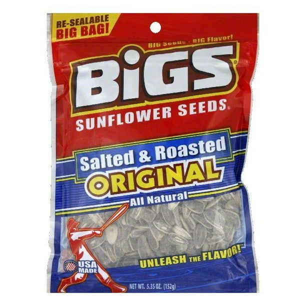 Bigs Salted and Roasted Sunflower Seeds, 5.35 OZ (Pack of 8) Walmart