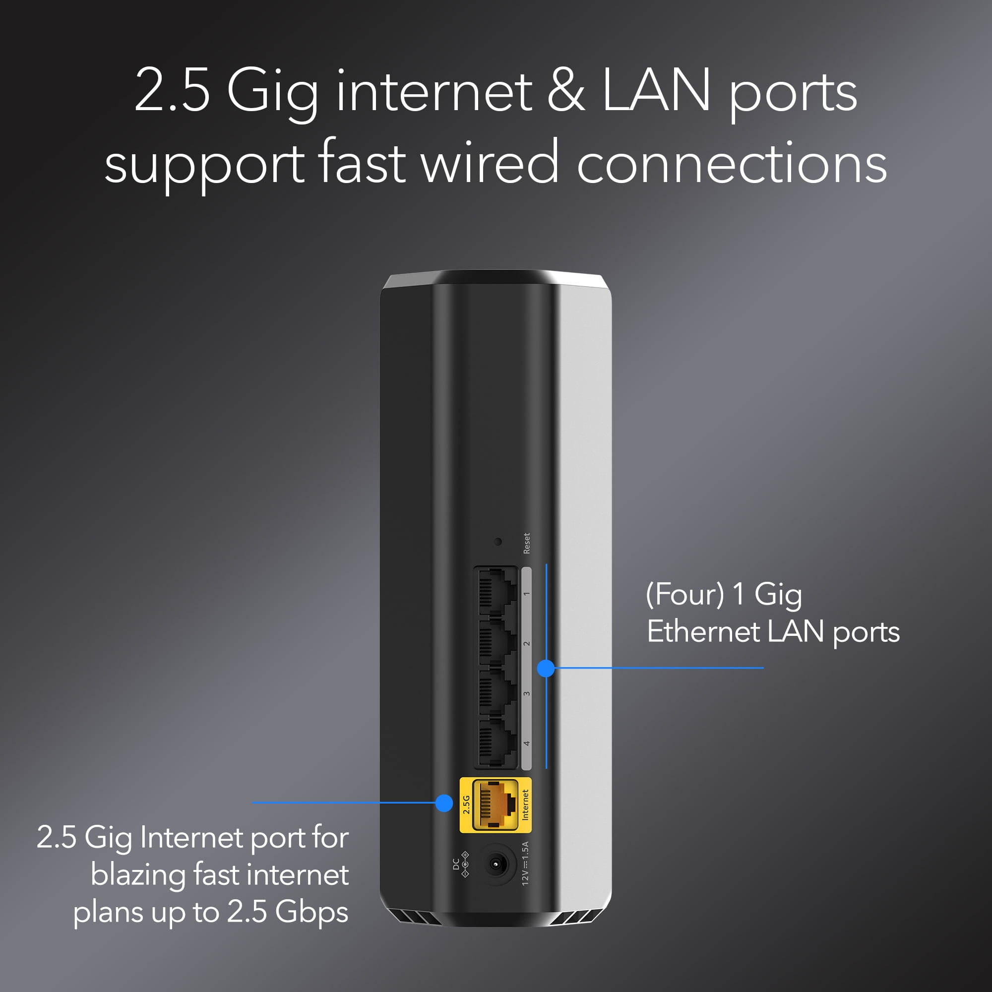 NETGEAR Nighthawk Dual-Band WiFi 7 Router (RS90) – Security Features, BE3600 Wireless Speed (up to 3.6 Gbps) – Covers up to 2,000 sq. ft.,  50 Devices - 2.5 Gig Internet Port