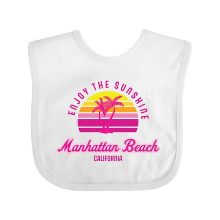 

Inktastic Summer Enjoy the Sunshine Manhattan Beach California in Pink Gift Baby Boy or Baby Girl Bib