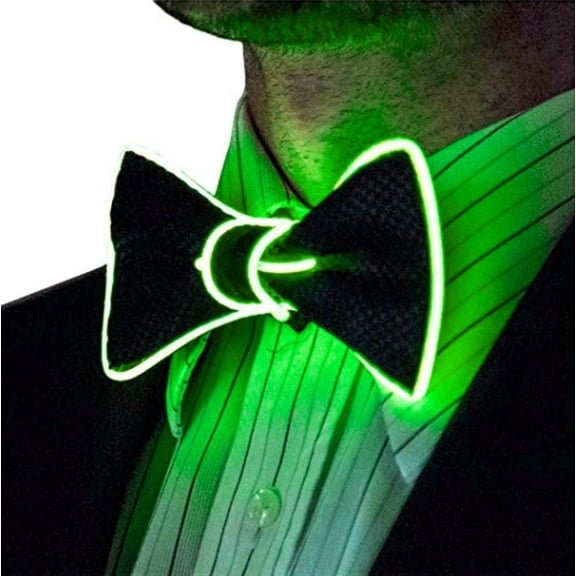LED Light Up Bow Tie - Adjustable Glowing Bow Tie for Parties, Weddings & Prom - Novelty Flashing Necktie Accessory