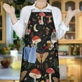 thumbnail image 6 of Red Mushroom Butterfly Black Pattern Apron-Garden Aprons for Women with Pockets-Cotton Linen Waterproof Kitchen Cooking Gardening Aprons Adjustable for Kitchen,Cooking,BBQ and Salon 33x27 Inch, 6 of 7