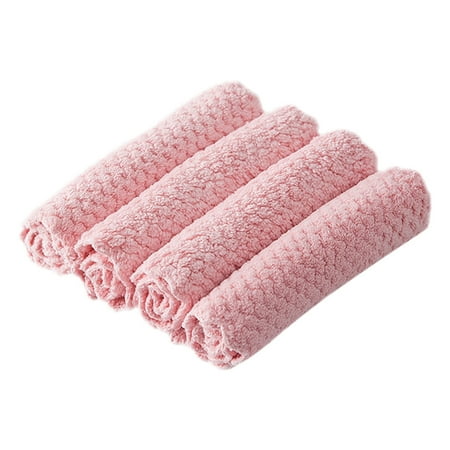 

amousa 4PCS Household Dual-use Coral Fleece Dish Cloth Towel Kitchen Dishclout