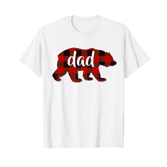 Red Plaid Dad Buffalo Matching Family Papa Pajama Christmas T-Shirt White Tee