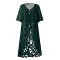 thumbnail image 3 of WILLBEST Robe d'Invité de Mariage d'Été pour Femmes Grande Taille Robe Décontractée Imprimée Robe en Dentelle Col Rond Robe à Manches Mi-Longues Robe Longue Irrégulière avec Dentelle Robe Formelle, 3 of 4